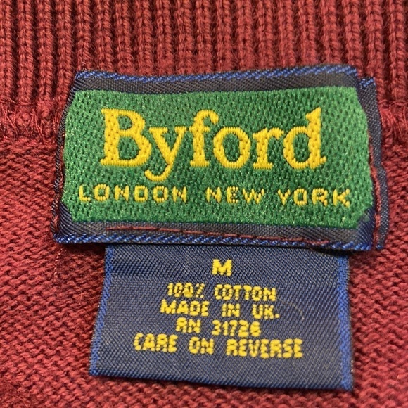 Byford Graphic (Embroidered) Sweater Golf Feep Burgundy Size Med Preowned - Picture 7 of 12